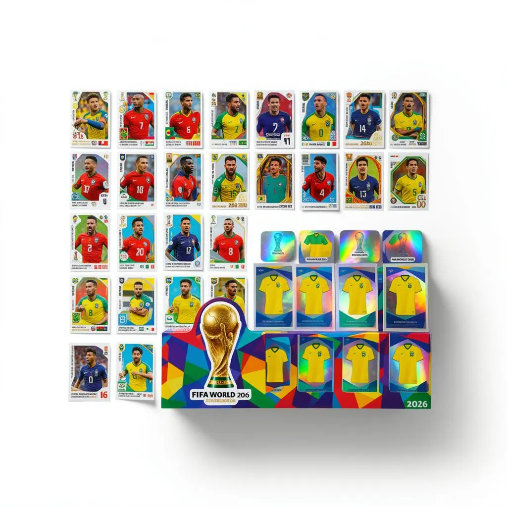 Pacote completo com todas as figurinhas, Neymar Jr, douradas e holográficas